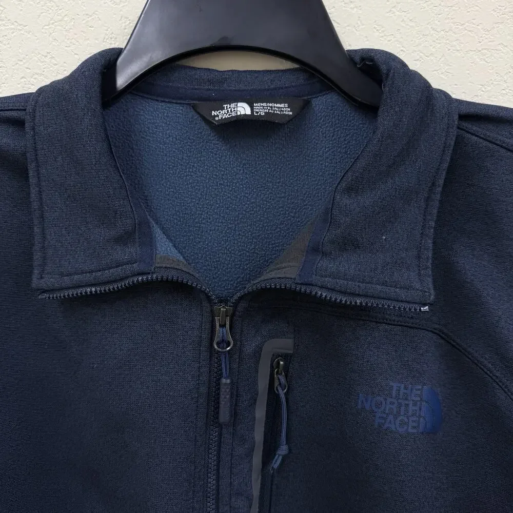 The North Face Mens L Navy Heather 1/2 Zip Fleece Lined Pullover Sweater FA16
